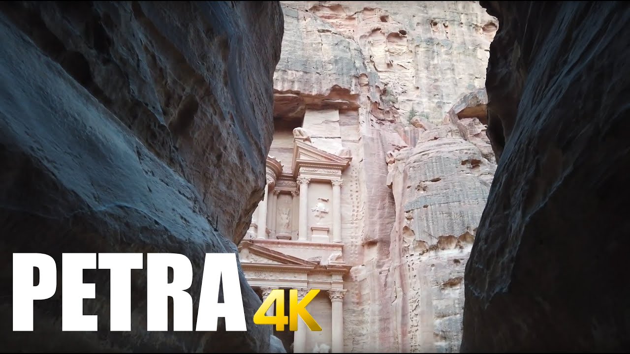 Petra, Jordan - main trail through al-Siq to the Treasury walking tour 4k 60fps