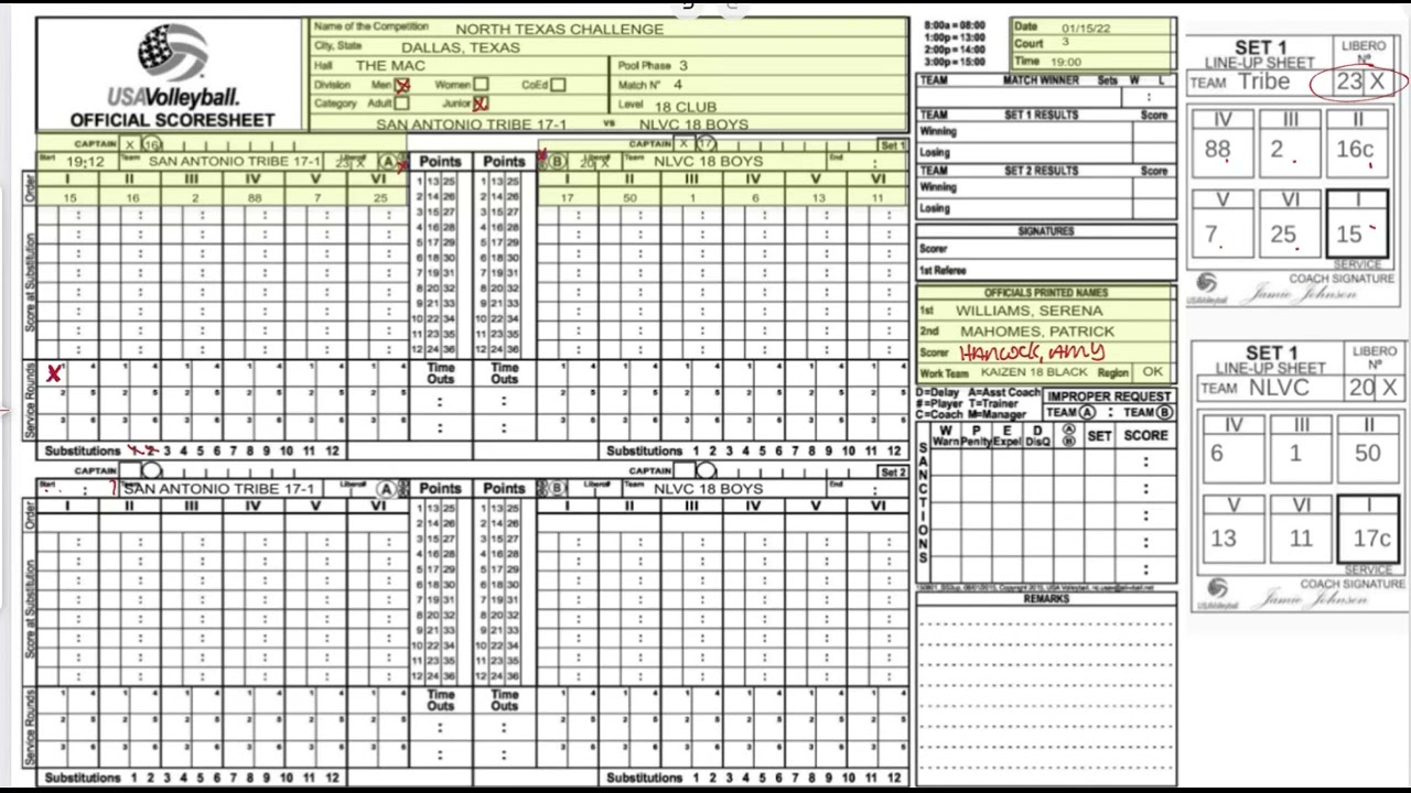 Updated Setting up a USAV Score Sheet