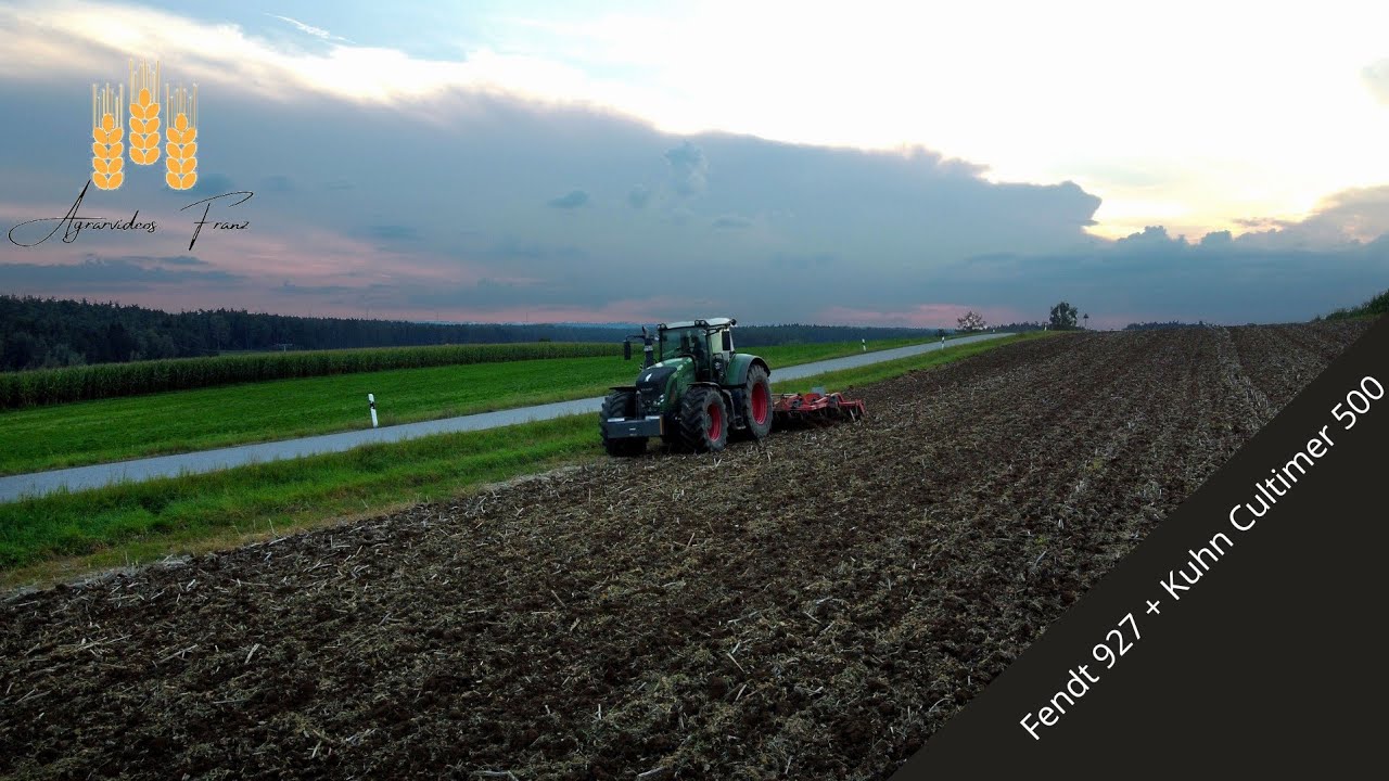 Grubbern 2021 | Fendt 927 Vario und Kuhn Cultimer 500 im Sonnenuntergang
