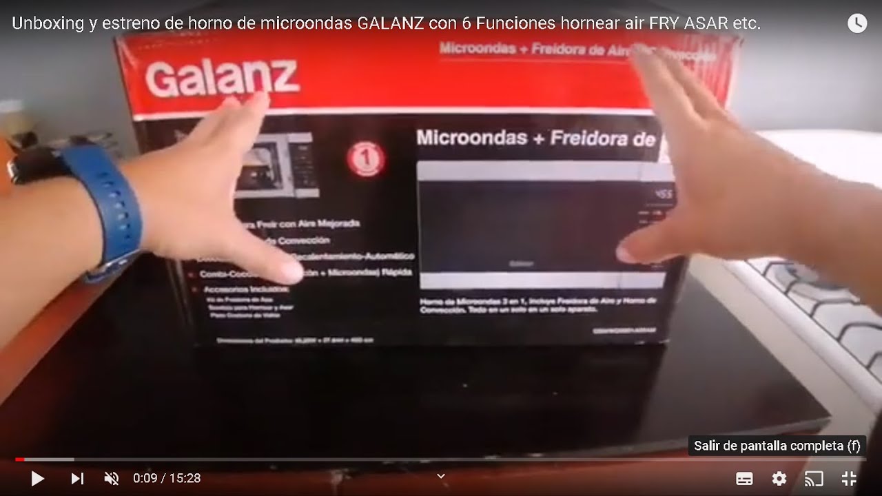 Unboxing y estreno de horno de microondas GALANZ  con 6 Funciones  hornear air FRY ASAR etc.