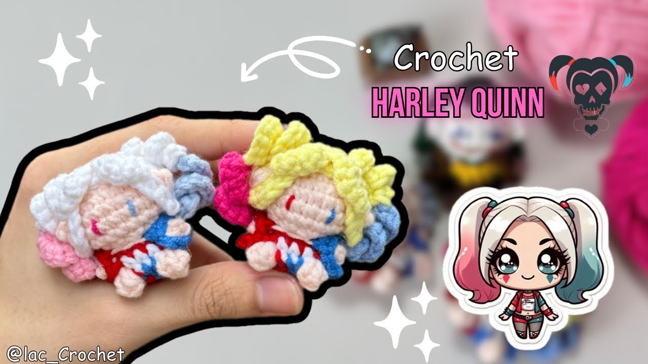 Harley Quinn Amigurumi Tutorial ♦️💙| Easy Mini Crochet Pattern for Beginners | Lac Crochet 🥜
