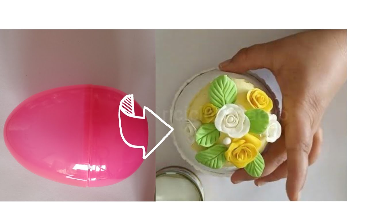 Idee su come ho riciclato le uova di Pasqua. Un ovetto di plastica decorato con porcellana fredda.