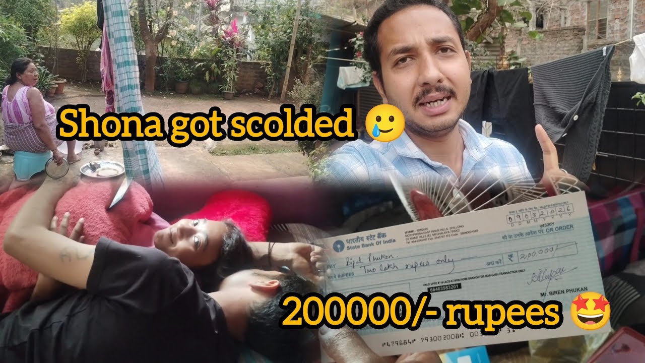 Today i submitted 200000/- rupees cheque at bank and Shona got scolded from her grandmother.
