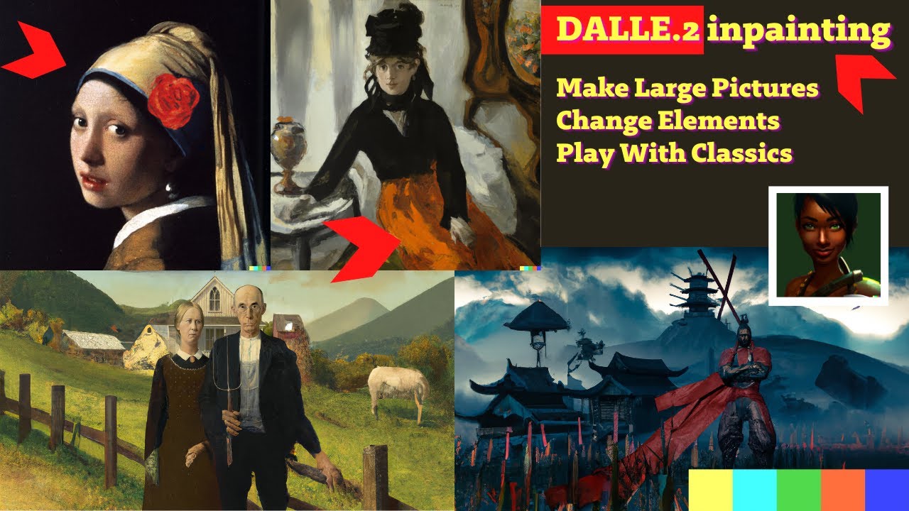 Inpaint with DALLE2. Make Large Pictures. Change Elements in a Picture. Have fun with classics!