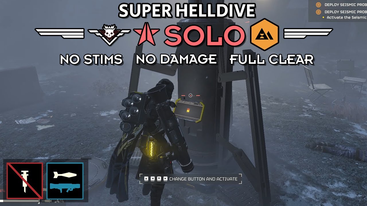 Helldivers 2 - Conduct Geological Survey (Super Helldive Solo / No Stims, No Damage)