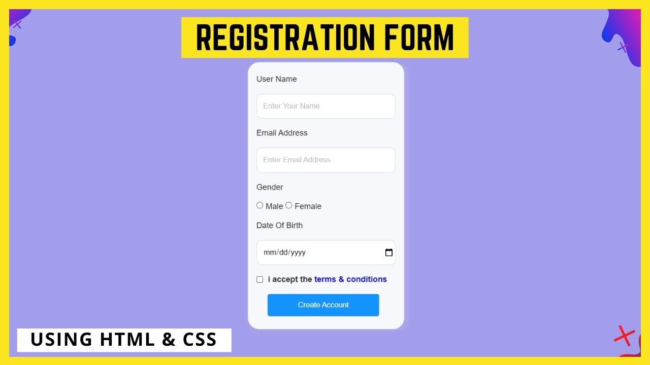 Design a Registration Form Using HTML and CSS | Sign Up Page |