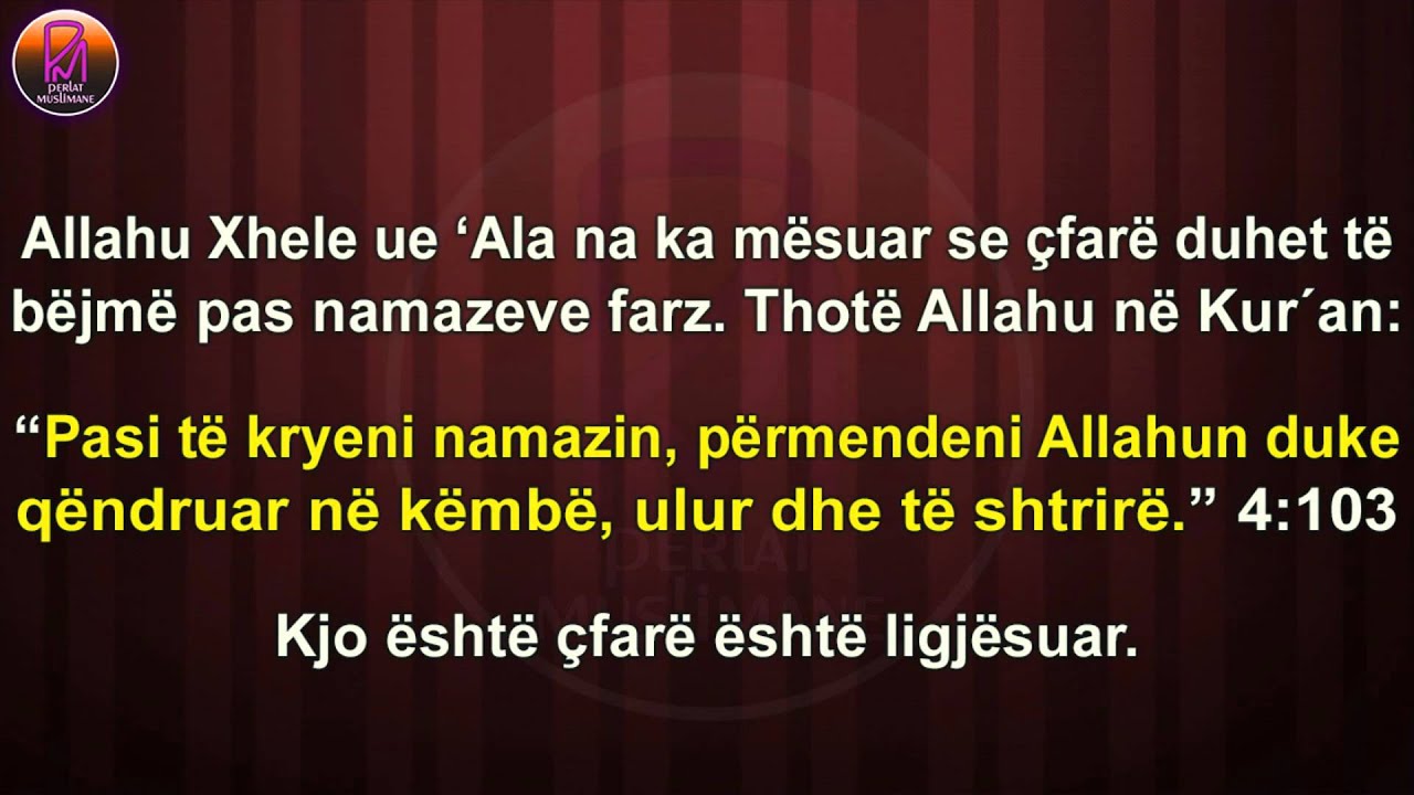 Dispozita e bërjes dua me xhemat pas namazit farz - Uthejmin