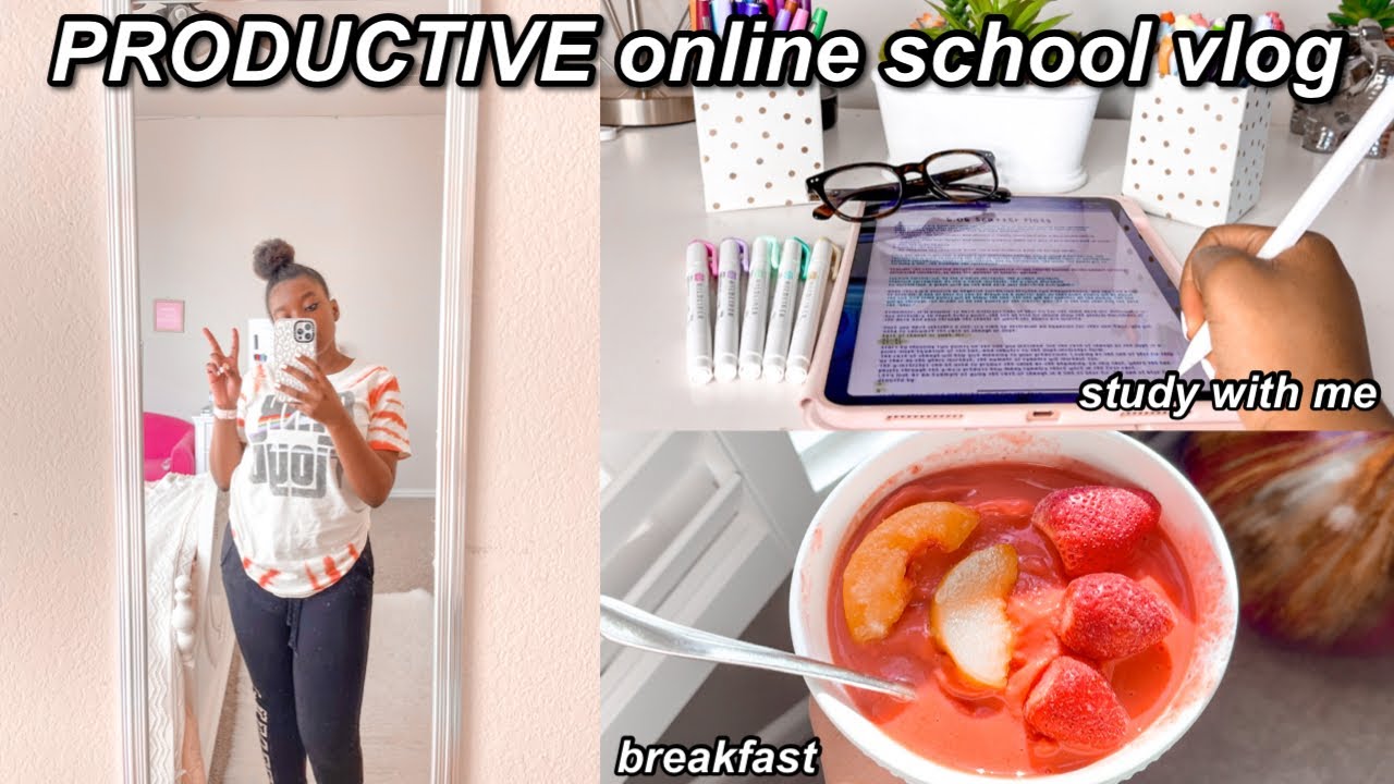 productive online school vlog + study with me *middle school*