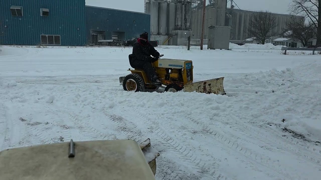 Cub cadet 102 and cub cadet 100 helping our neighbor snap all his driveway part 2