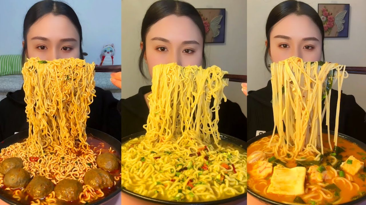 Eating Mukbang Chinese Food Spicy Noodles, Eggs🌶️ (chewy sounds) ASMR Chinese Foods 吃播 吃 Mukbang