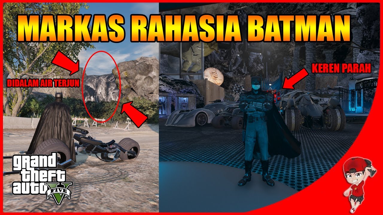 KEREN BANGET !! MARKAS RAHASIA BARU BATMAN !! - GTA 5 Mod Indonesia