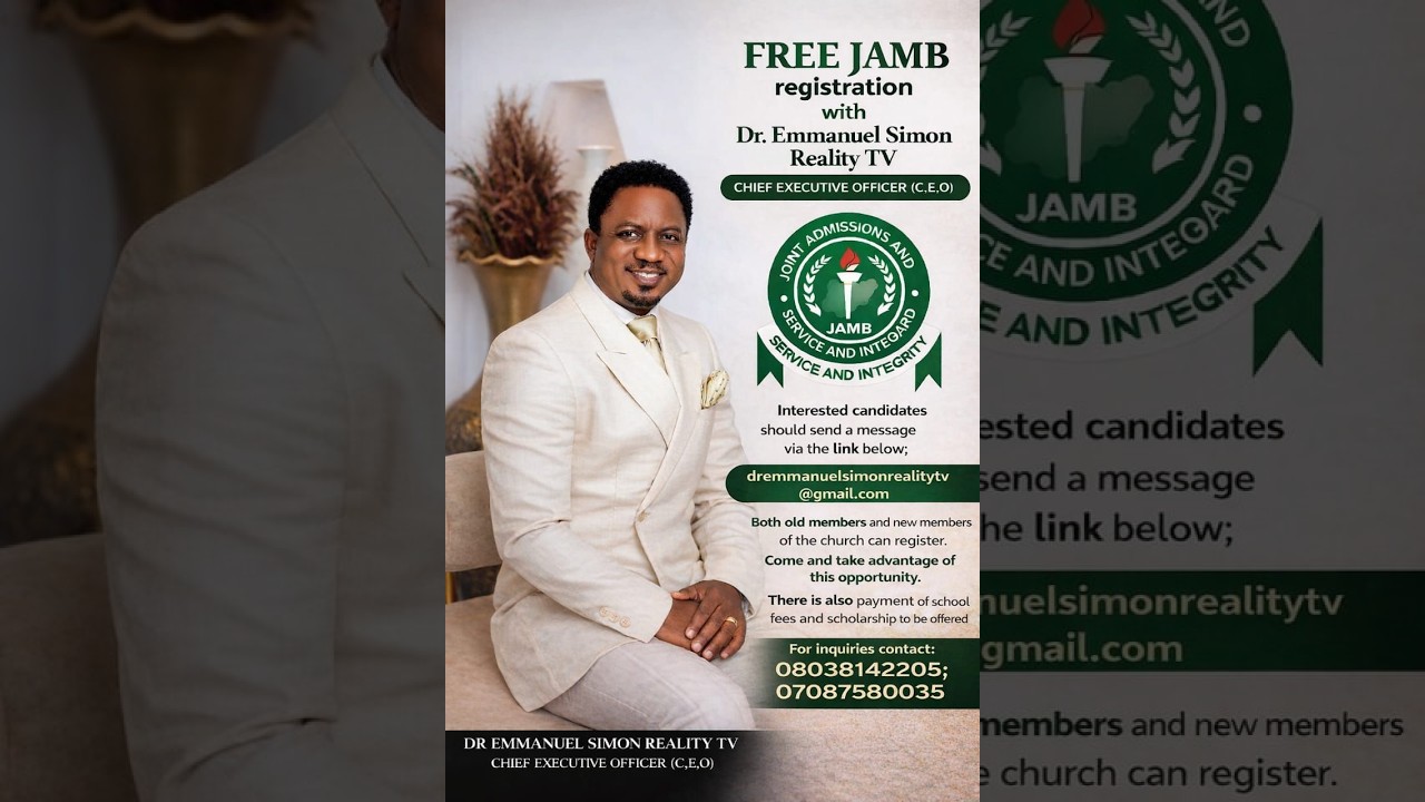 FREE JAMB Registration with Dr Emmanuel Simon Reality TV