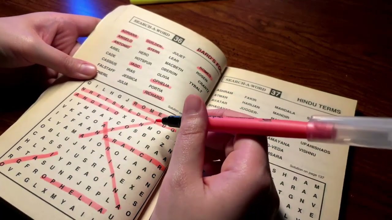 ASMR - Word Search Whisper Ramble (w/background rain audio)