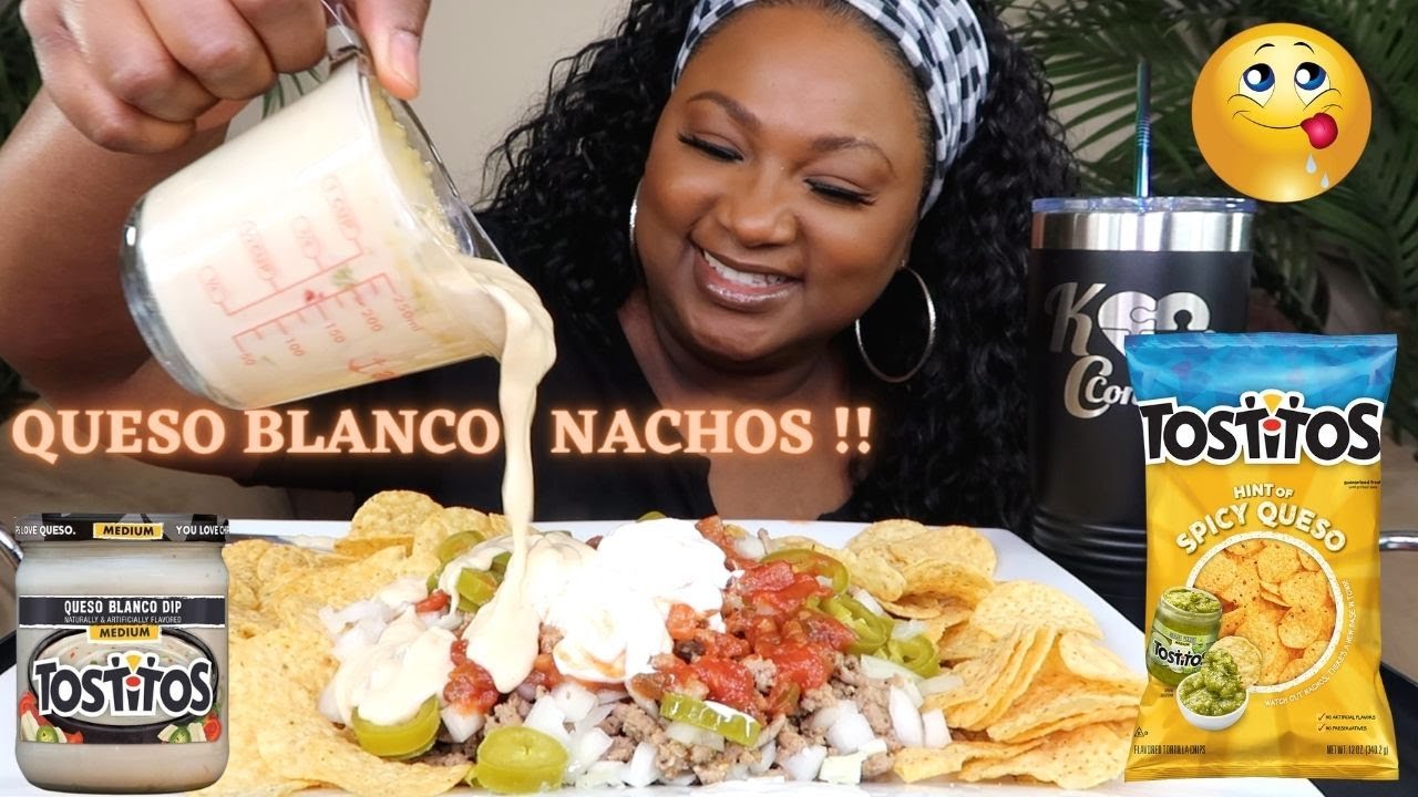CHEESY LOADED NACHOS MUKBANG 먹방쇼  , QUESO BLANCO , EATING SHOW