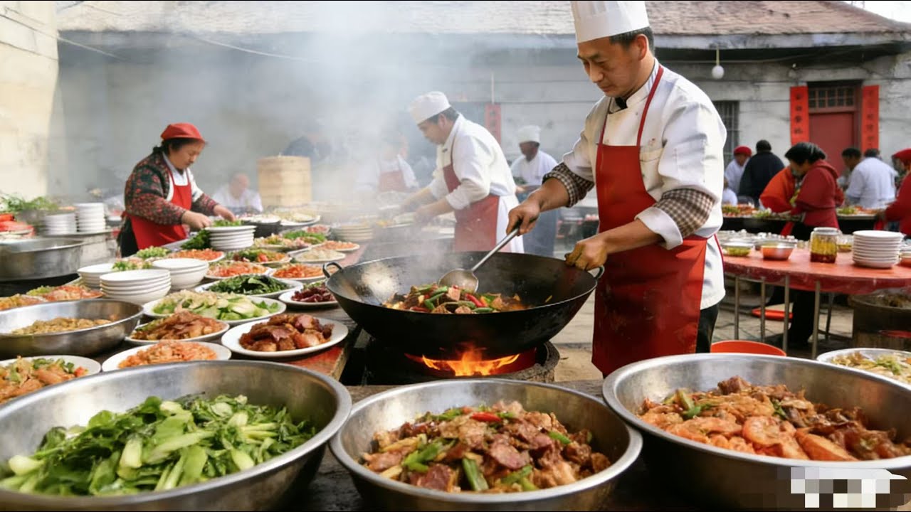 Китайский деревенский свадебный банкет, состоящий из 20 блюд и супа, стоит всего 40 долларов.