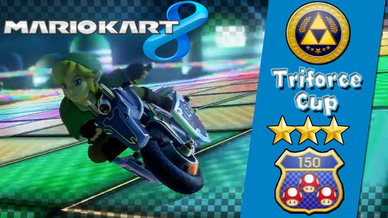 Mario Kart 8 WiiU DLC - 150cc Triforce Cup |  Link & Master Cycle Gameplay! [Triple-Star Rank]