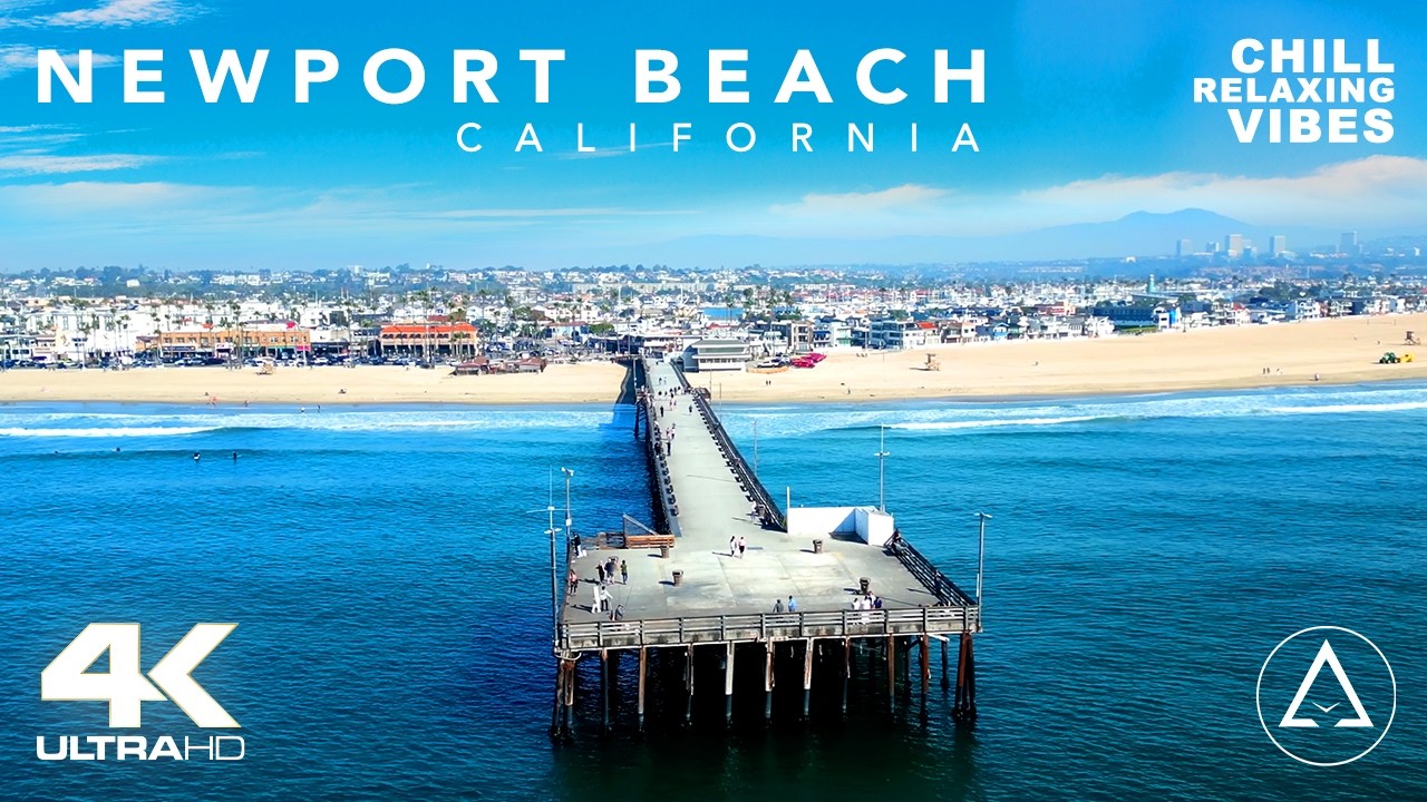 NEWPORT BEACH - CALIFORNIA USA 4K DRONE FOOTAGE (ULTRA HD) - PACIFIC BEACH LANDSCAPES UHD