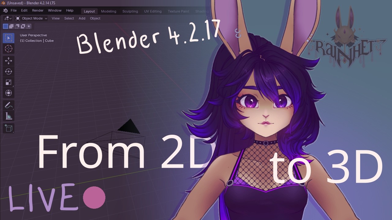 ♡ Modeling a VTuber bunny girl from scratch! Blender 3D ✧♡ Live! ✧ 05