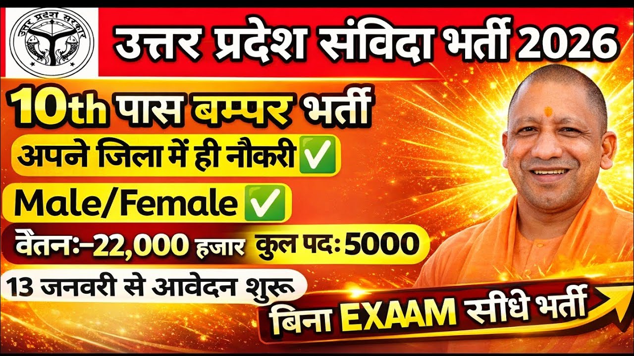📢 उत्तर प्रदेश संविदा भर्ती 2026 ।। बिना परीक्षा सीधे भर्ती ।। अपने जिले में रहकर करे नौकरी।। 