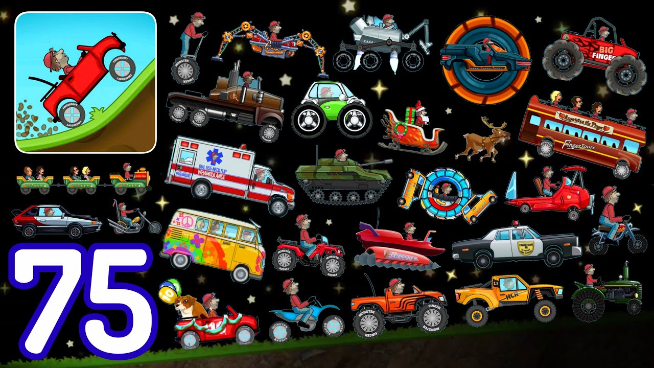 Hill Climb Racing-(Gameplay 75)-Todos Los Autos En Noche