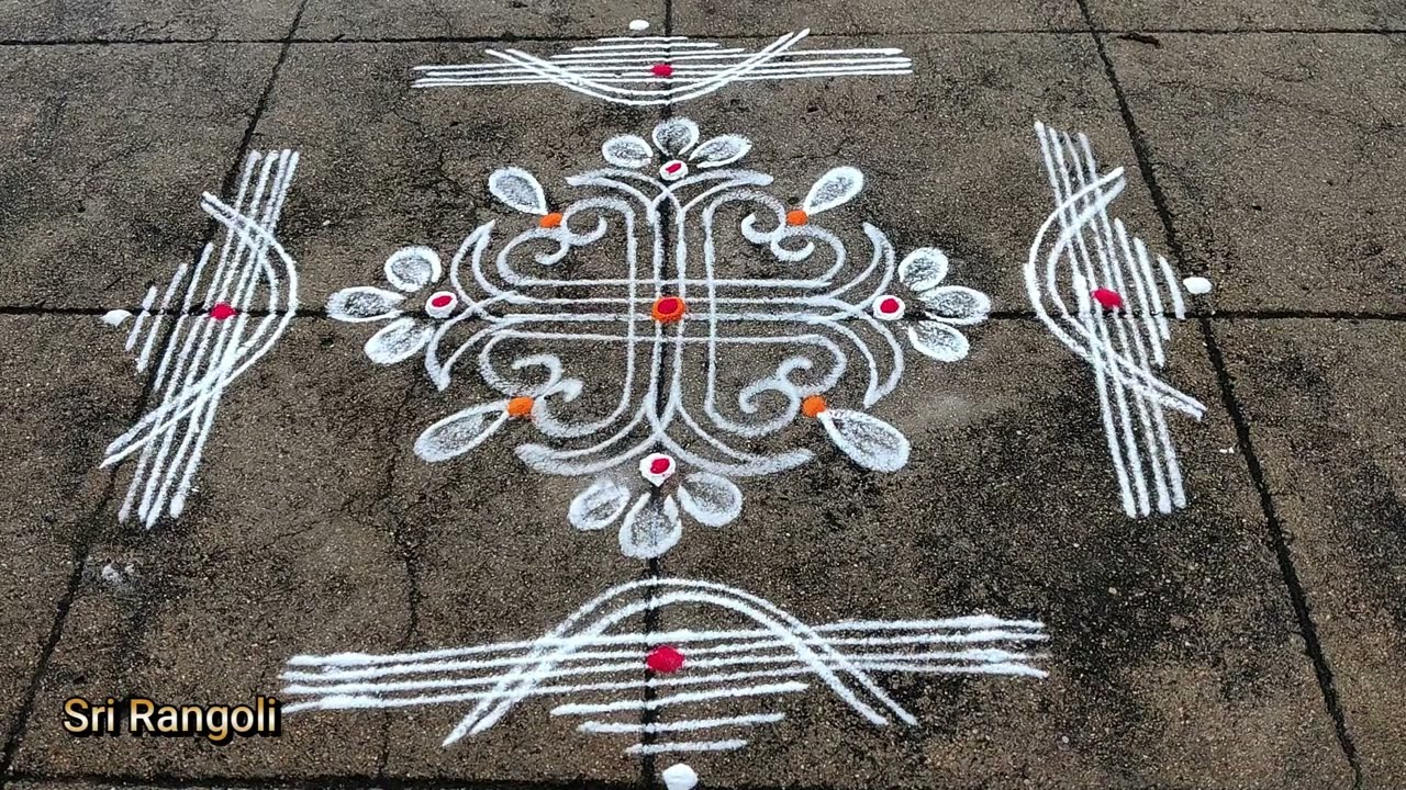 Friday Special rangoli | Simple Daily muggulu | Side border rangoli designs