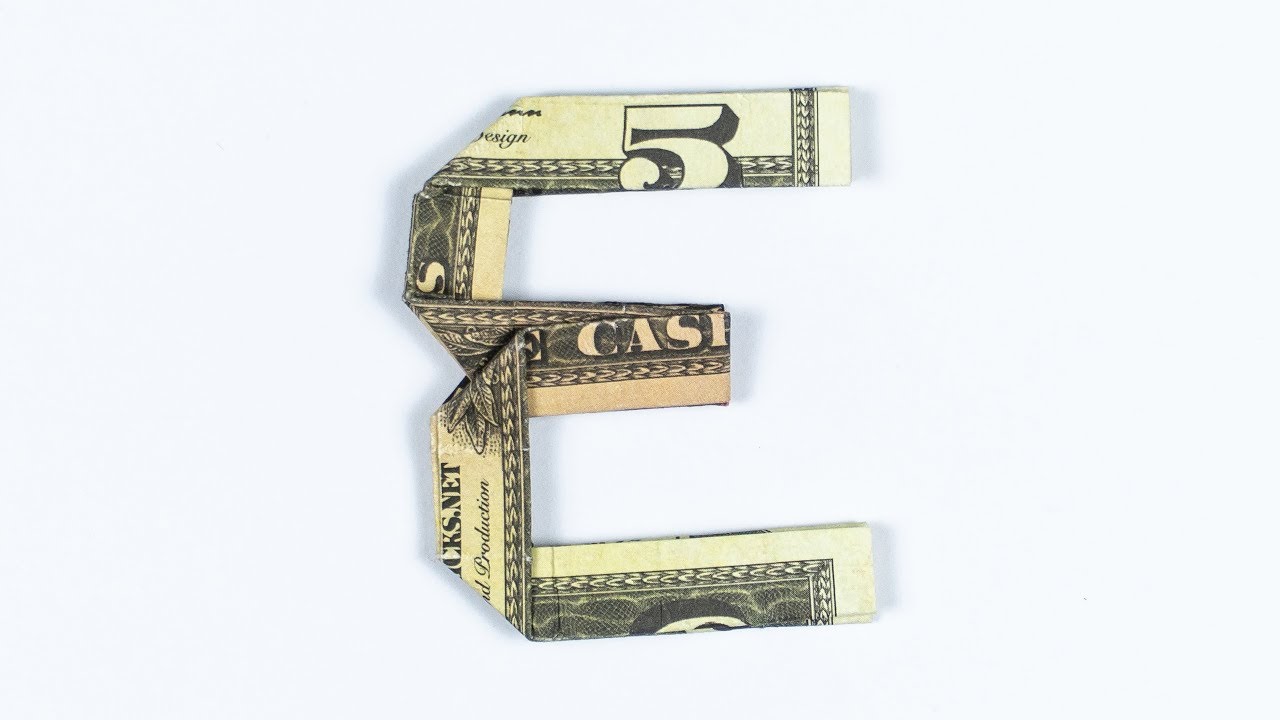 Money Origami Alphabet Letter E 🤩 COMPLETE Dollar Alphabet