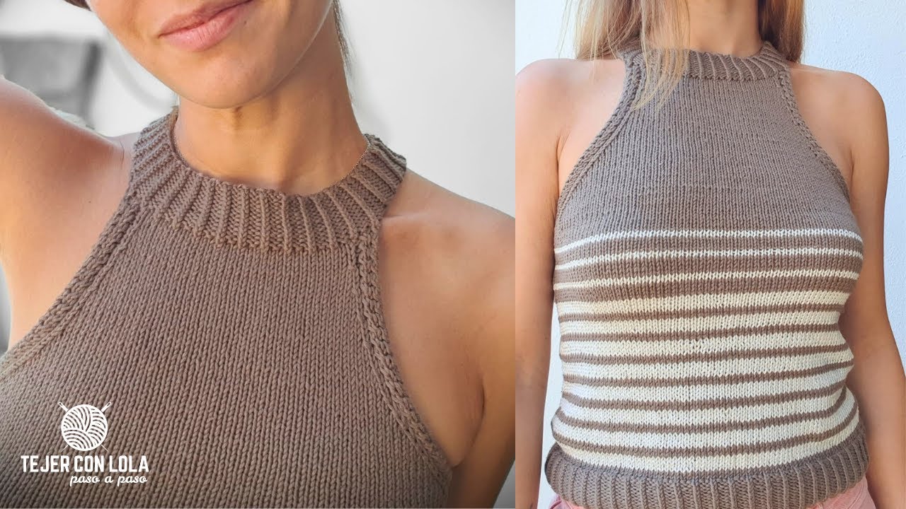 Top o Jersey Tejido a Dos Agujas con INCREÍBLE ESCOTE MUY FAVORECEDOR!!😍Descubre el Cuello Halter🧶