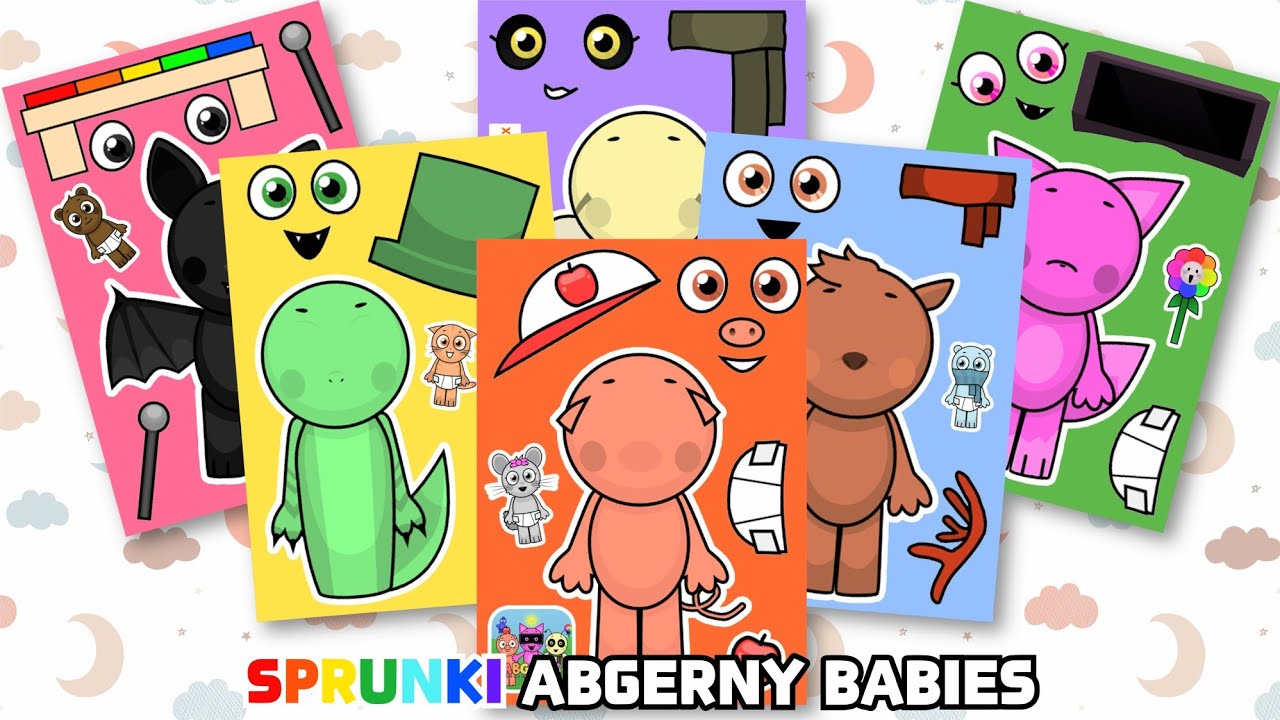 New SPRUNKI Abgerny Babies Sticker Book🐽 | 새로운 스프런키 애브거니 베이비 스티커북 | ASMR 🐷