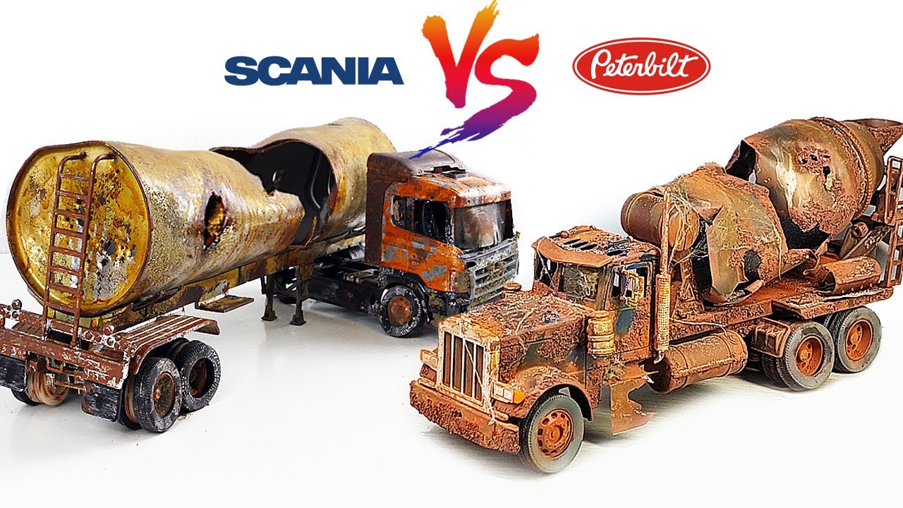 Грузовик Scania против Peterbilt Бетономешалки | Восстановление и переделка брошенных грузовиков