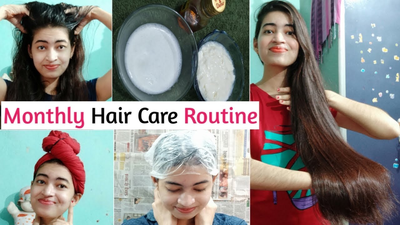 NATURAL Monthly Hair Care Routine For Long, Healthy, Silky & Shiny Hair | In Hindi