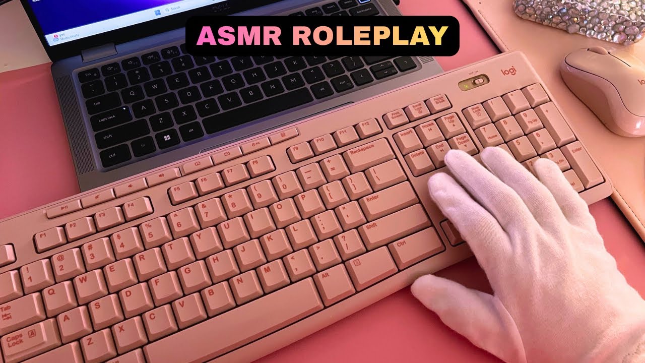 ASMR Roleplay With Gum Chewing | First Day with a Nice Coworker | Whisper, Keyboard Typing