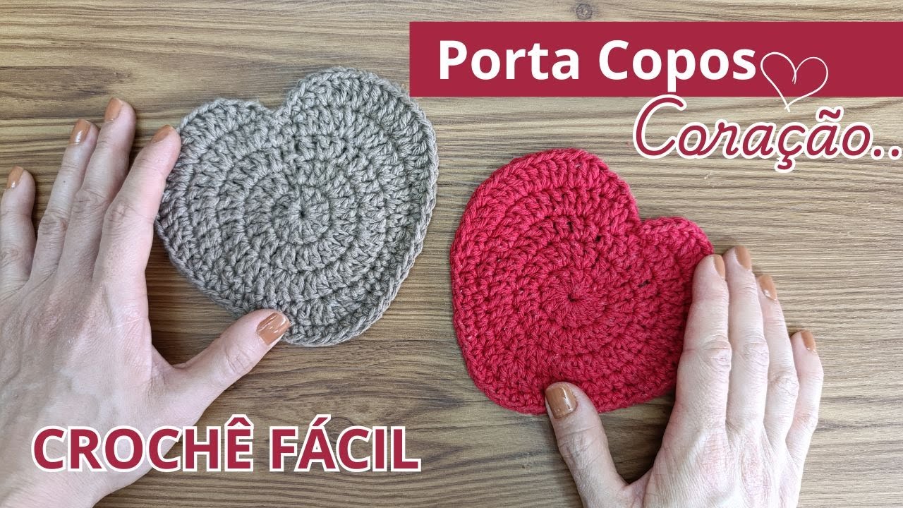 Porta Copos Coração de Crochê - muito fácil - Claudinha Crochet