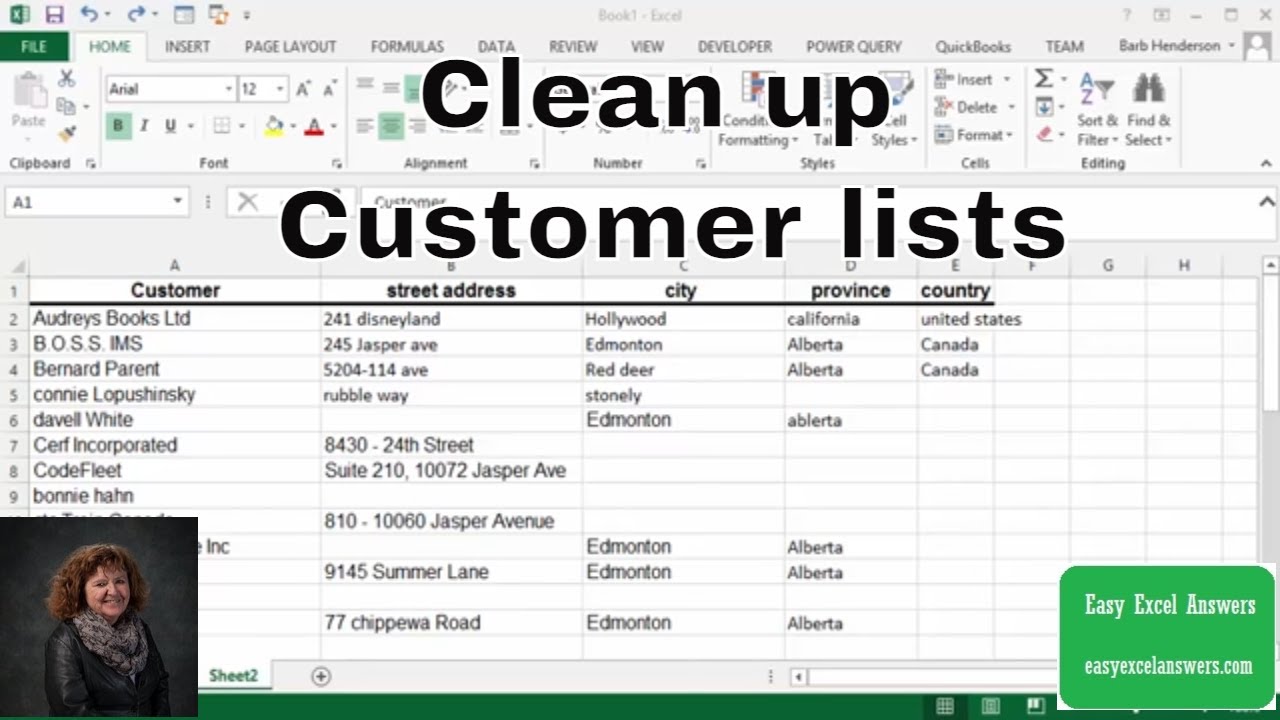 Clean up Customer lists in Excel
