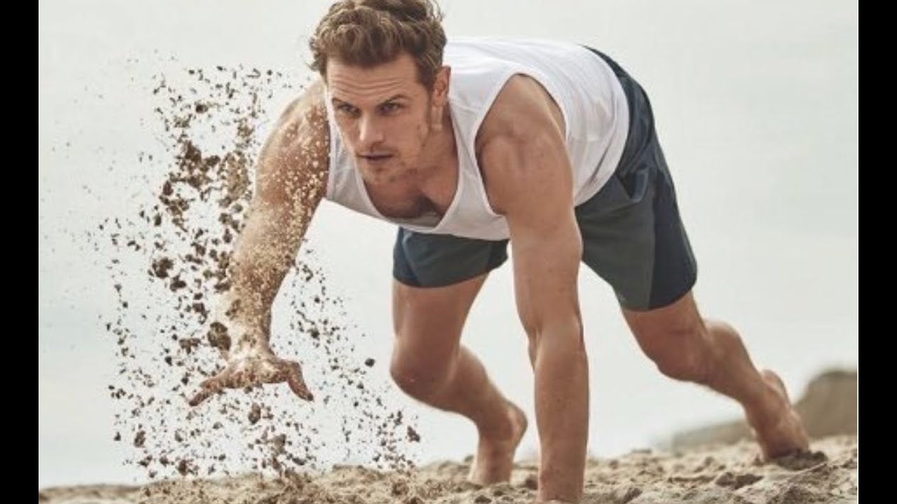 Sam Heughan on the peak