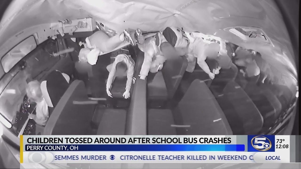 Authorities release video showing moment Ohio school bus overturned
