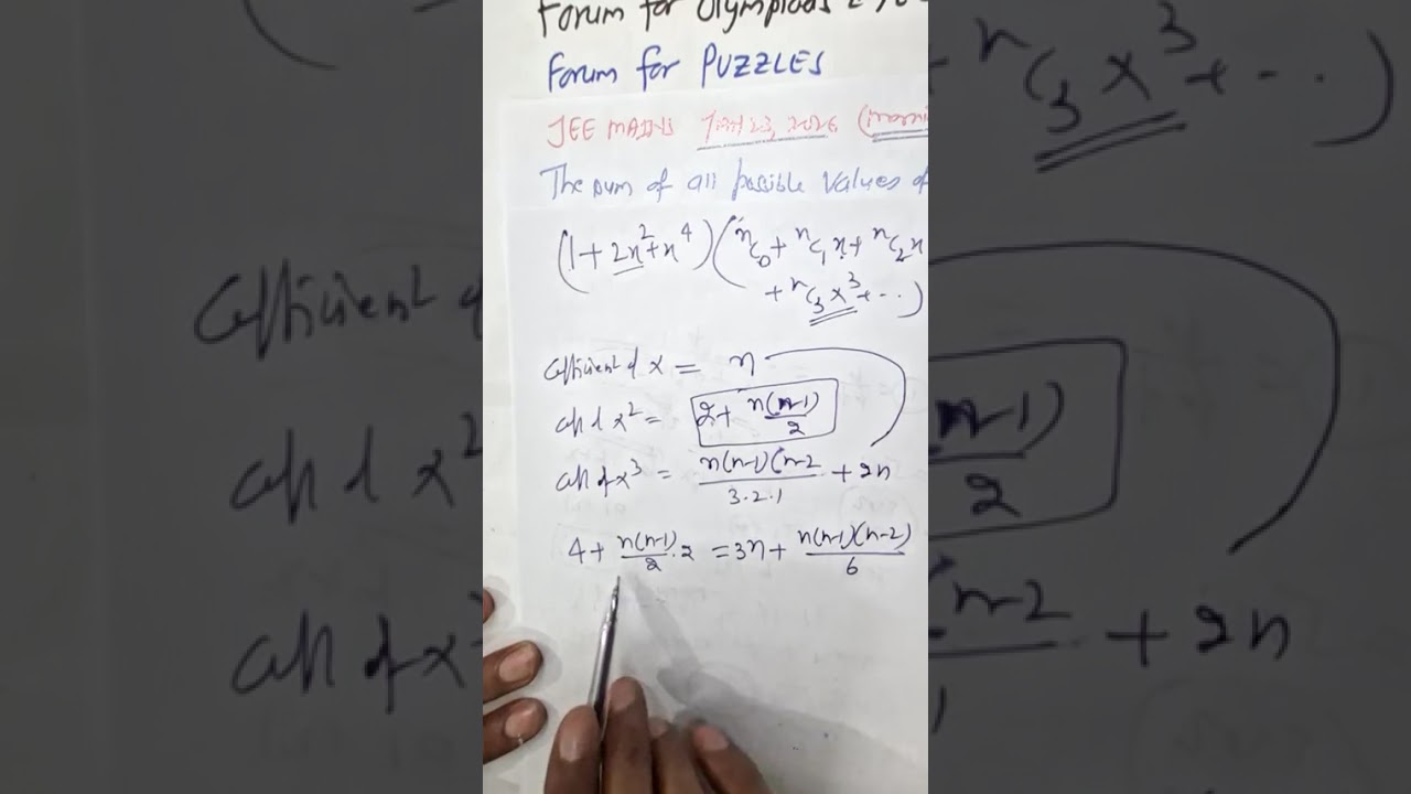 JAN 23 2026 M The sum of all possible values of n€N so that coefficients of X,X²,X³ in expansion..