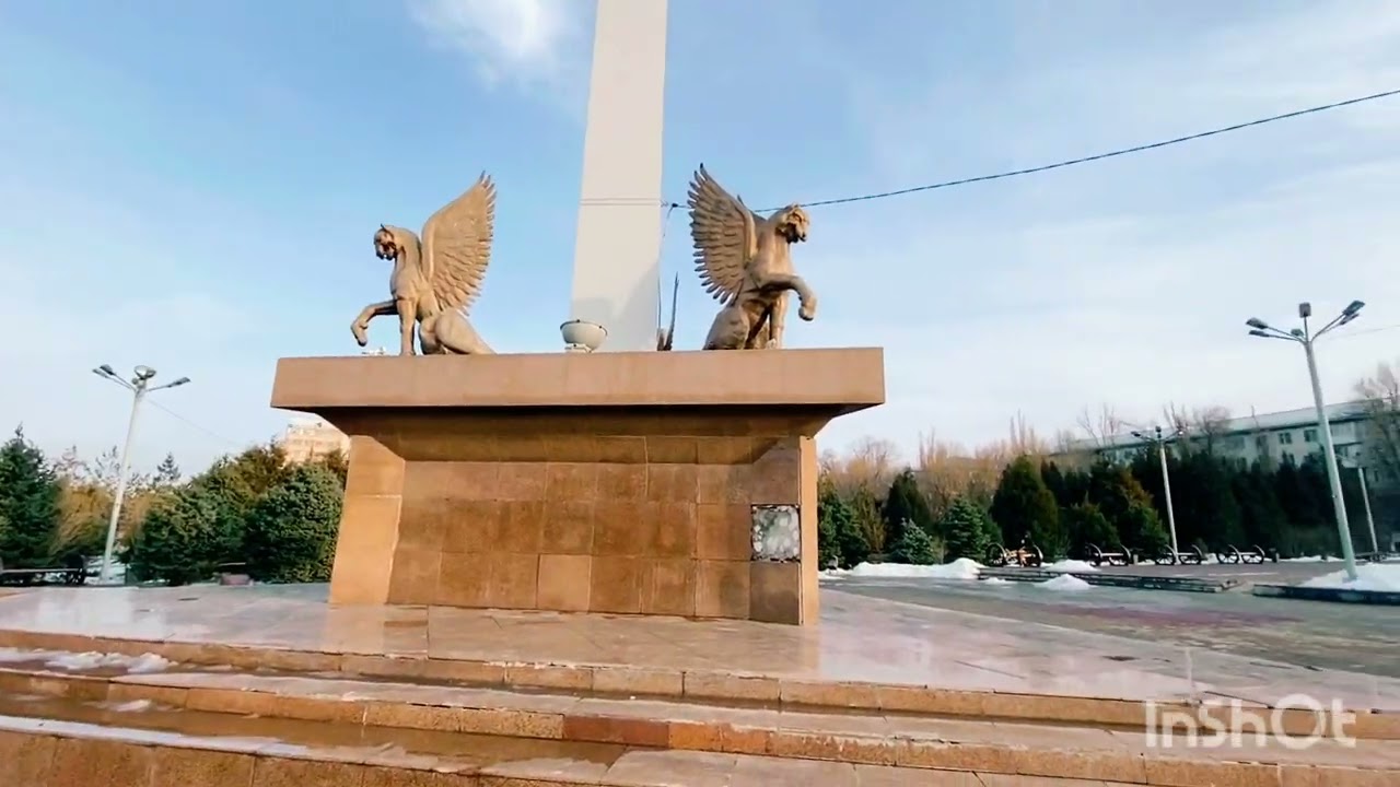 Тараз (Джамбул) февраль 2023 - прогулка в парке напротив 12 микрорайона #taraz