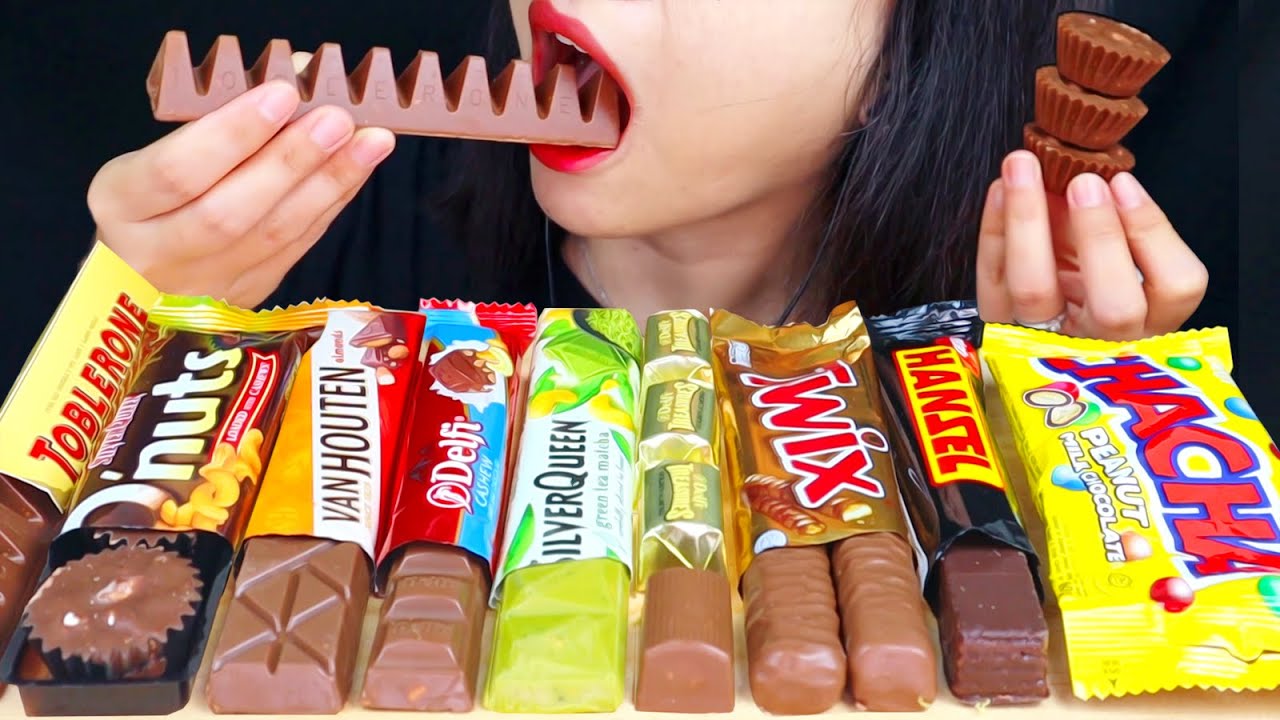 ASMR CHOCOLATE BARS 🤎 TOBLERONE, TWIX, Q’NUTS, CHACHA, DELFI CASHEW, SILVERQUEEN MATCHA, HANZEL