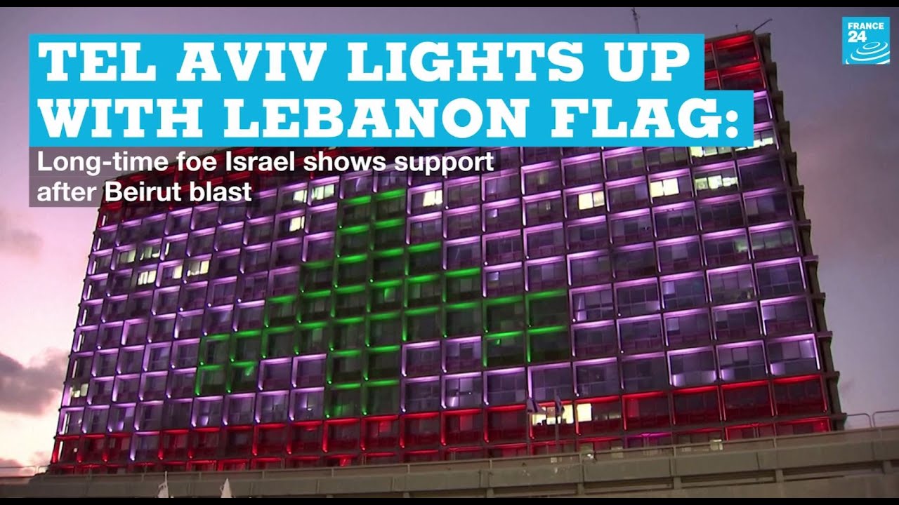 Israel&rsquo;s Tel Aviv lights up with Lebanon flag