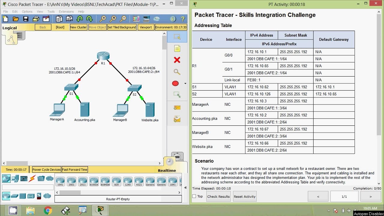 7.4.1.2 Packet Tracer - Skills Integration Challenge