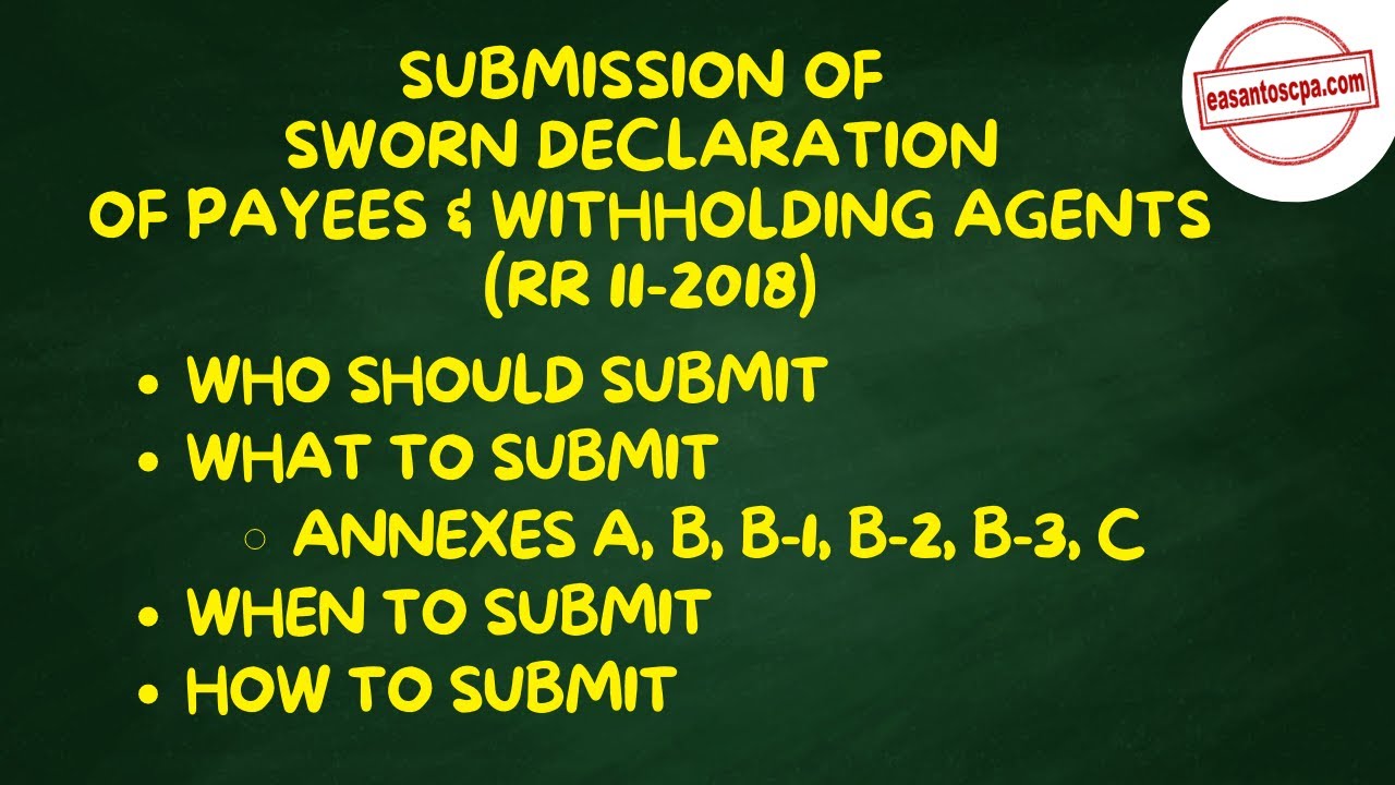 Submission of Sworn Declaration of Payees and Withholding Agents (WA) | 𝗣𝗧𝗔𝗕𝗖𝗣 𝗕𝘂𝘀𝗶𝗻𝗲𝘀𝘀 𝗖𝗼𝗮𝗰𝗵𝗶𝗻𝗴