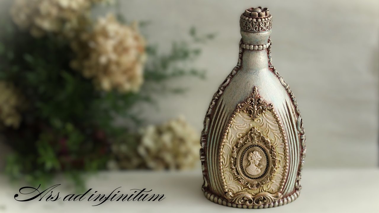Decorative bottle with cameo. Vintage style. / Dekoracyjna butelka z kameą. Styl vintage. Tutorial.