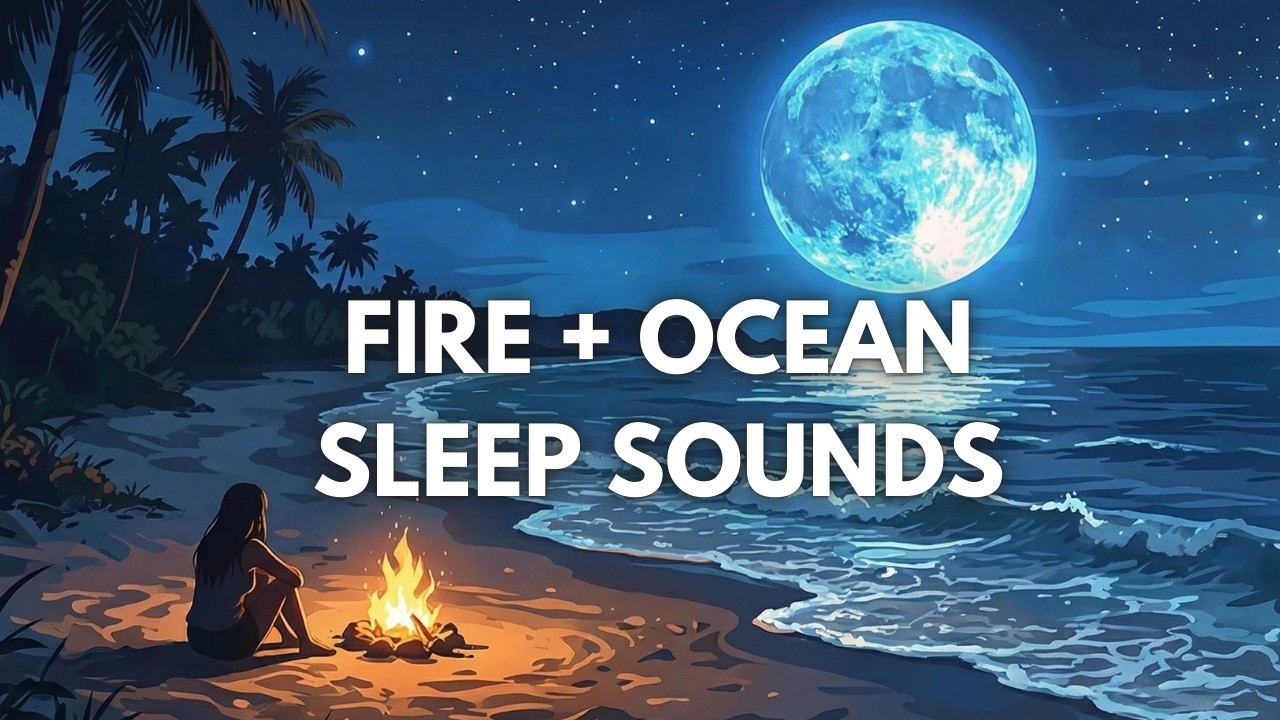 The Ultimate Sleep Sanctuary ✨ Beach Bonfire & Ocean Breeze | Fades to Black #naturesounds #bonfire