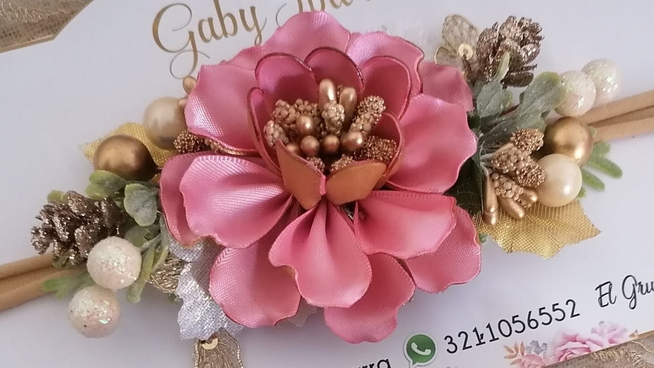 FLOR LUZ MARÍA/ accesorio Navideño/ flores en listón satinado/ Merry Christmas /Gaby Ibarra