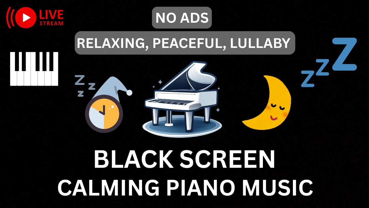 Deep Sleep Piano Music Sounds 🎹 | Black Screen | No Ads | 1 Hours