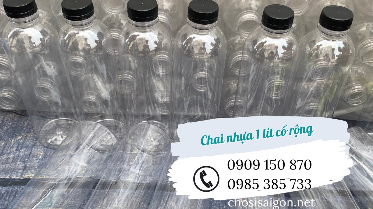 Chai nhựa 1 lít cổ rộng đựng mật ong, rượu, trà sữa giá rẻ cho các cửa hàng