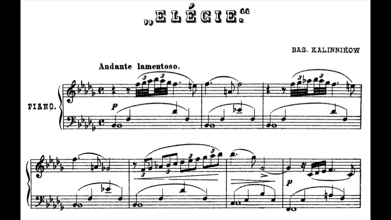 Vasily Kalinnikov: Elégie in B flat minor for piano solo (Christian Dillig)