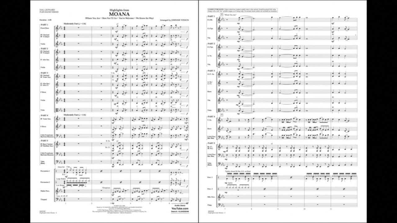 Highlights from Moana arranged by Johnnie Vinson