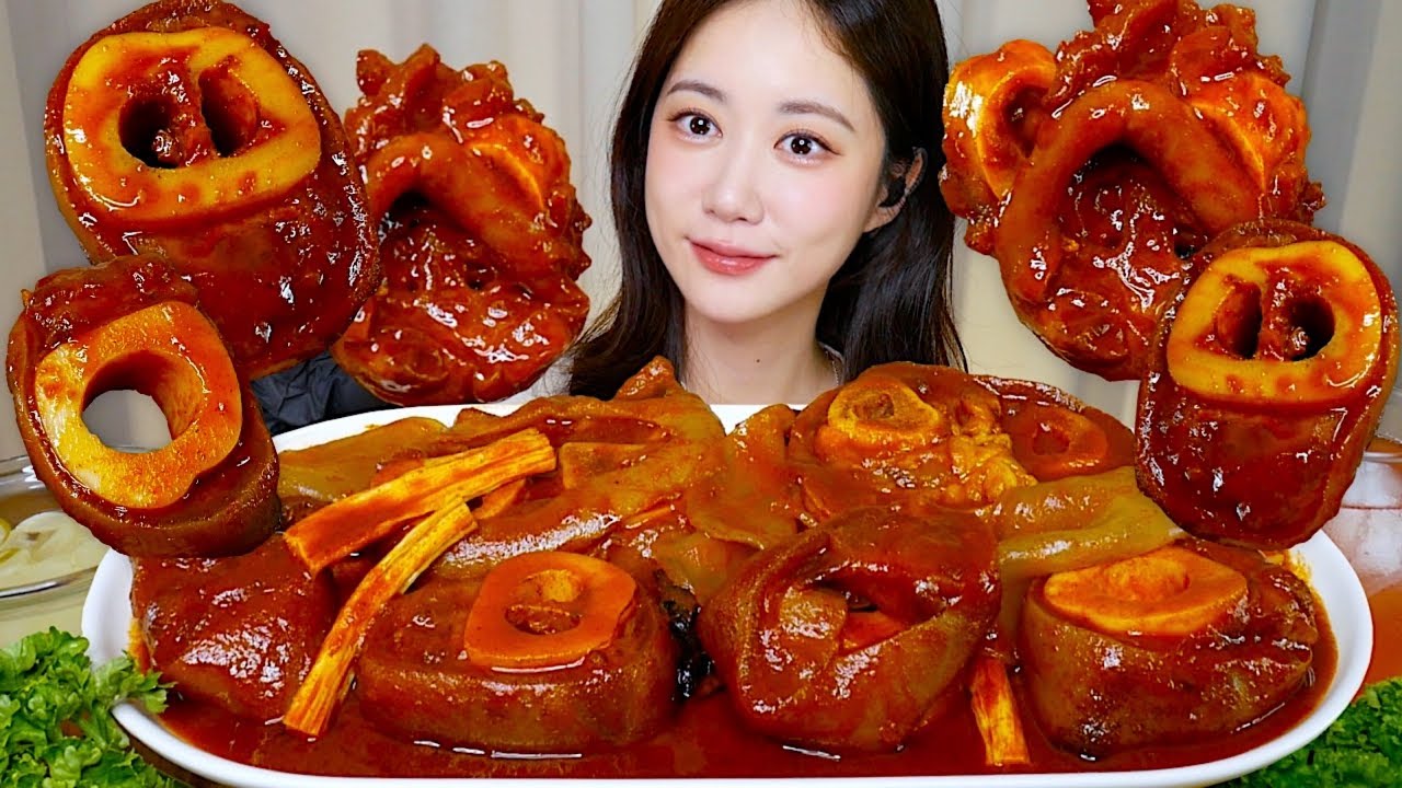 존득쫀득 매콤한 우족찜 먹방❤️‍🔥매운우족찜에 둥근당면😍 Spicy Braised Beef Feet 辛い牛足 | Mukbang ASMR