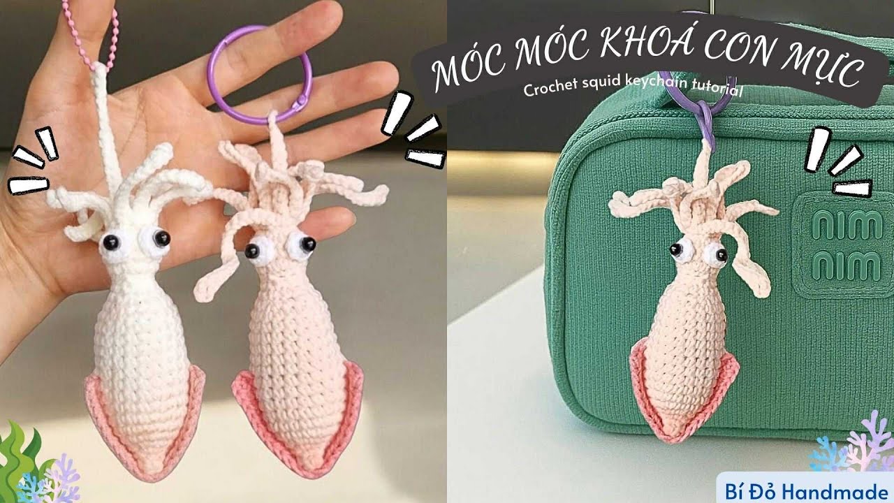 Bài 505: Crochet squid keychain | Móc móc khóa con mực | Bi Do Handmade